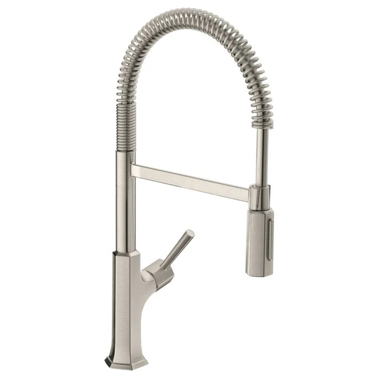 Kitchen Faucet Locarno Semi-Pro 1 Lever ADA Steel Optic Pull Down Toggle Spray 150 Degree Swivel 1.75 Gallons per Minute