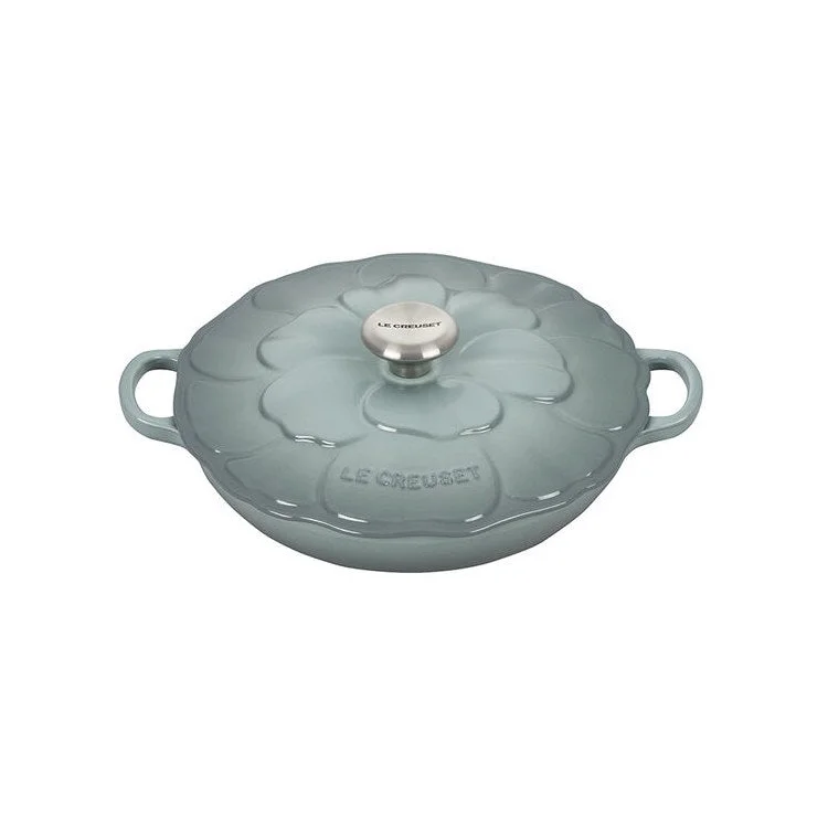 Signature 2.25-Quart Enameled Cast Iron Petal Braiser - Sea Salt