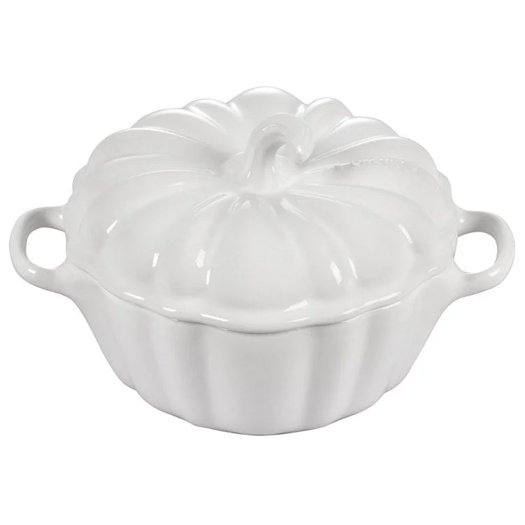 13 Oz Pumpkin Petite Stoneware Cocotte - White