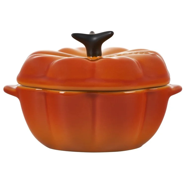 4-Quart Pumpkin Cast Iron Cocotte with Stainless Steel Figural Knob - Persimmon