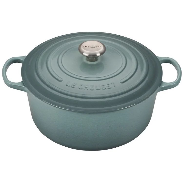 Signature 3.5-Quart Cast Iron Round Dutch Oven with Stainless Steel Knob - Sea Salt