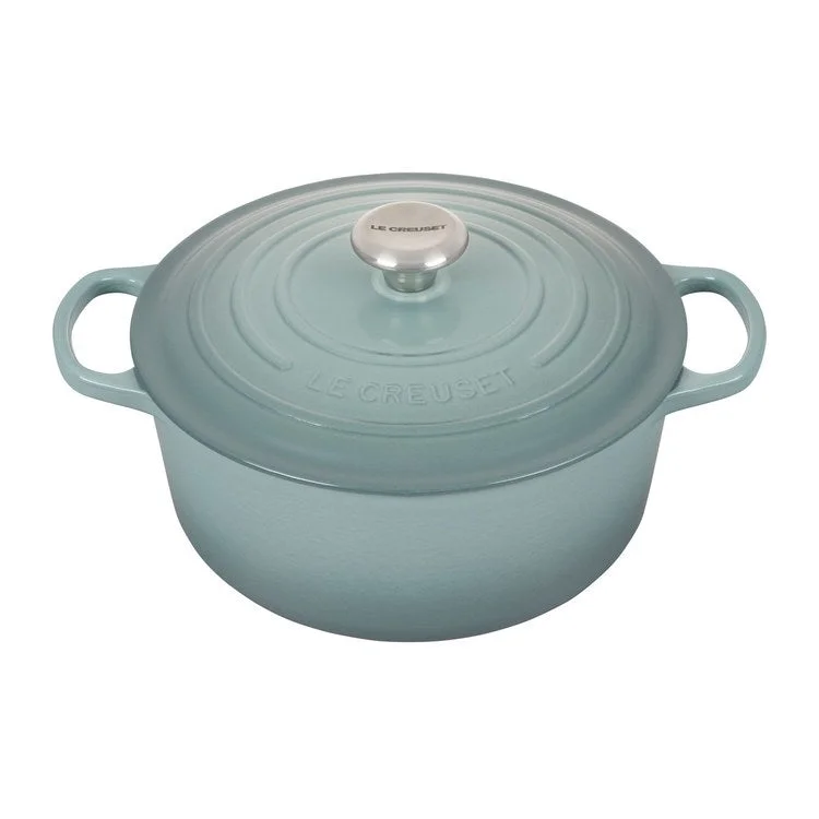 Signature 4.5-Quart Cast Iron Round Dutch Oven with Stainless Steel Knob - Sea Salt