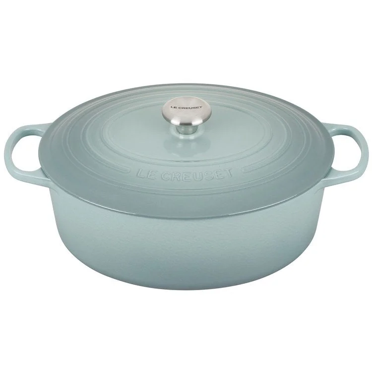 Signature 7.25-Quart Cast Iron Round Dutch Oven with Stainless Steel Knob - Sea Salt