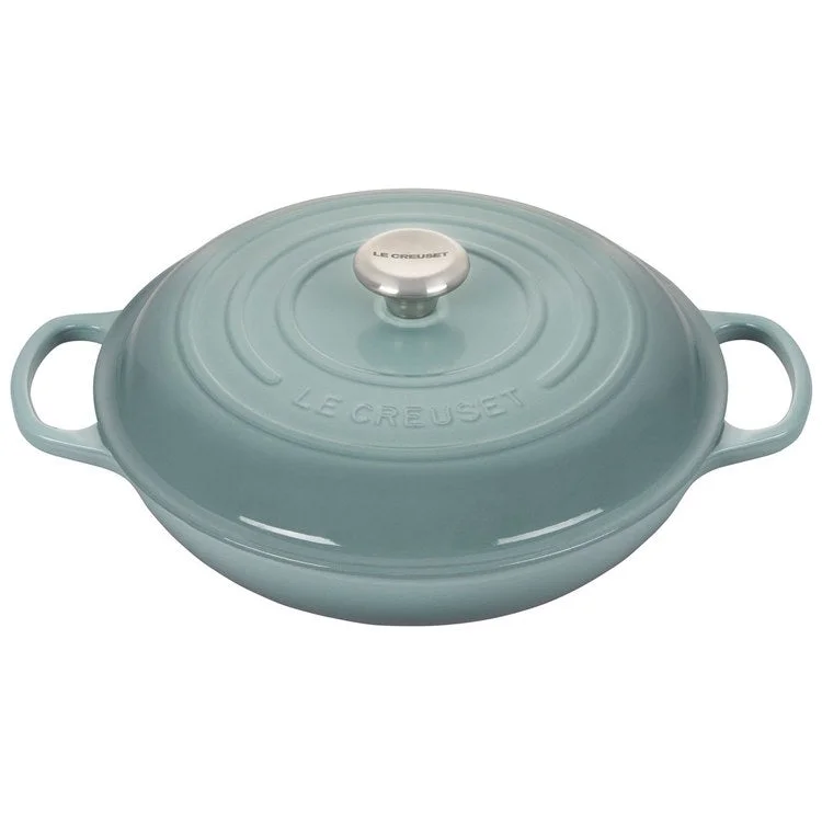 Signature 3.5-Quart Cast Iron Braiser with Stainless Steel Knob - Sea Salt