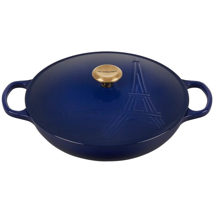 Eiffel Tower Signature 3.5-Quart Braiser with Gold Knob - Indigo