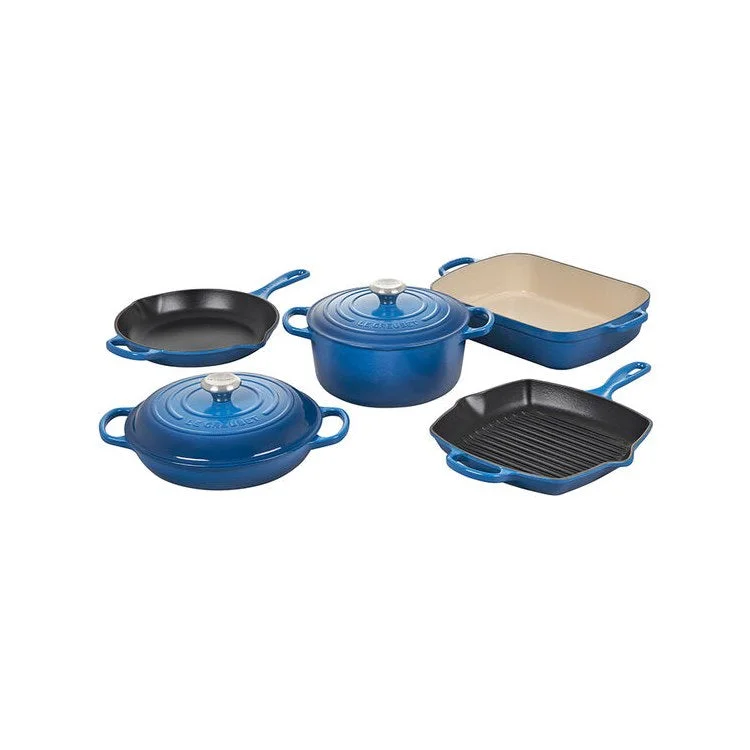 Signature Seven-Piece Enameled Cast Iron Cookware Set - Marseille