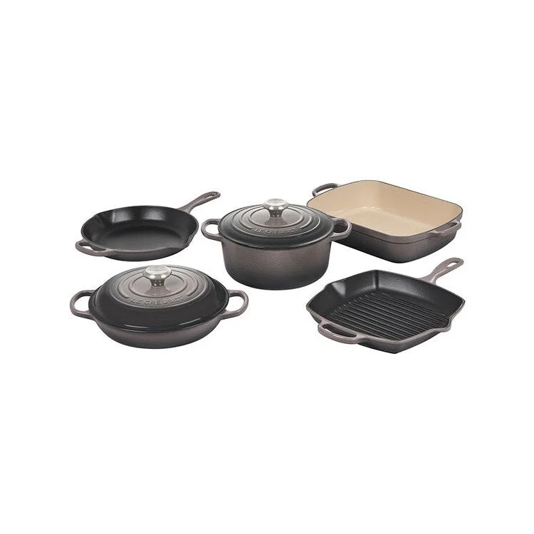 Signature Seven-Piece Enameled Cast Iron Cookware Set - Oyster