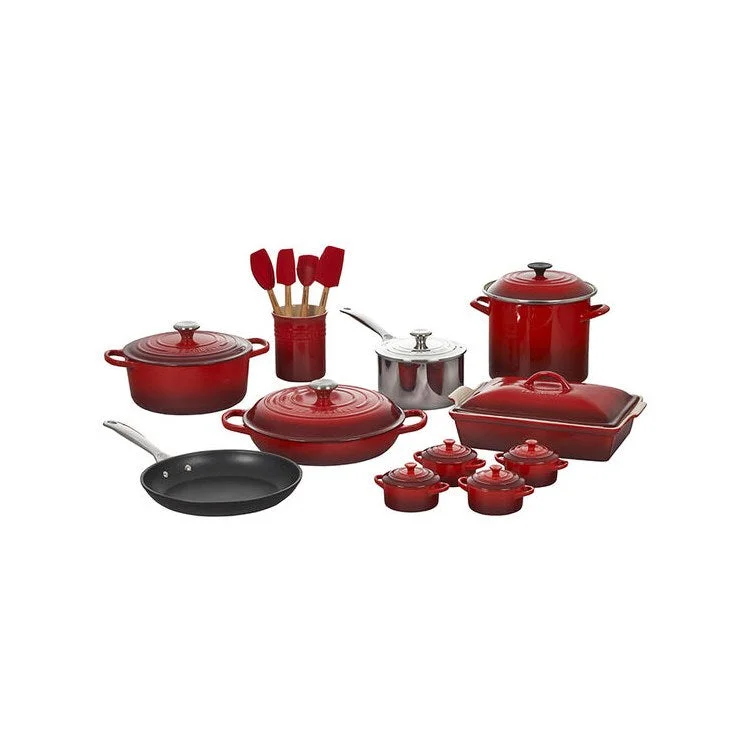 Mixed Material 20-Piece Set - Cerise