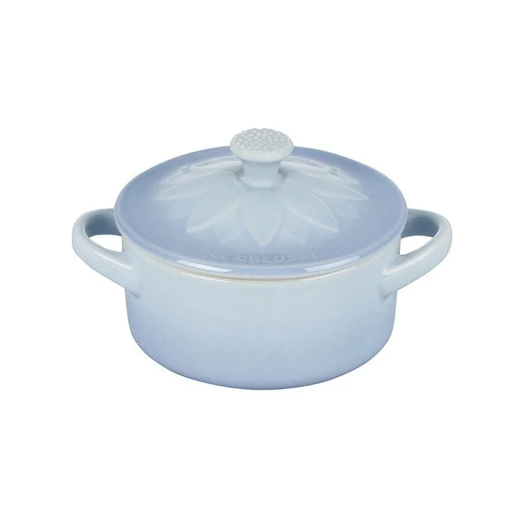 Mini Round Cocotte with Flower Lid - Coastal Blue