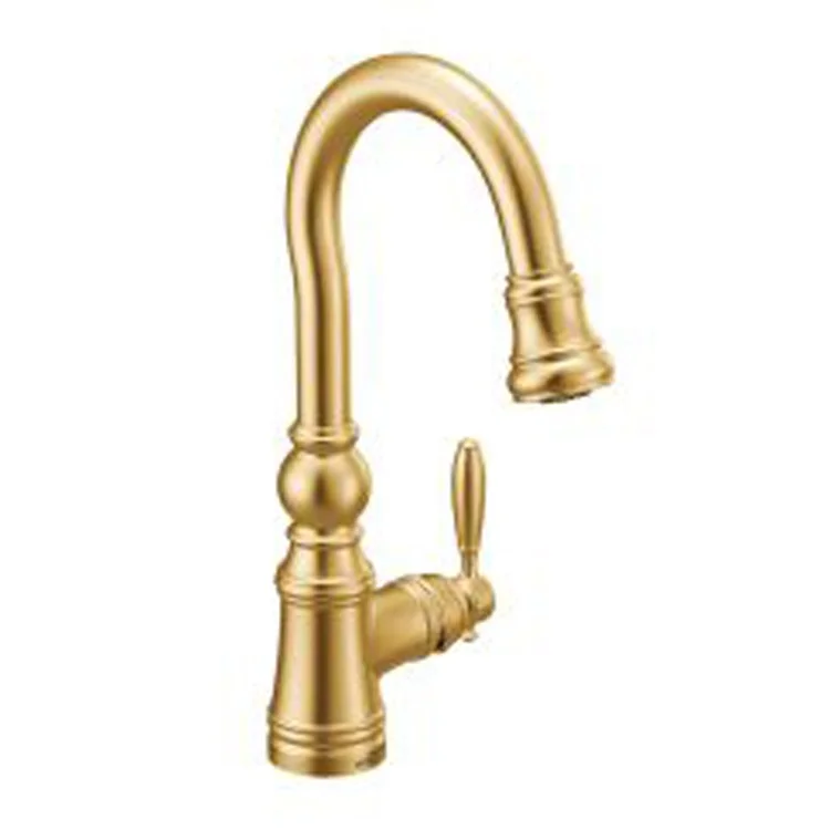 Bar Faucet Weymouth Prep 1 Lever ADA Brushed Gold Pull Down