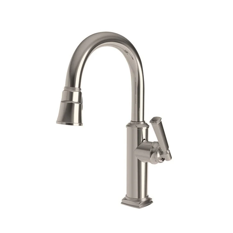 Bar Faucet Zemora 1 Lever ADA Stainless Steel PVD Pull Down Swivel Brass Spout Height 8-1/3 Inch 1.8 Gallons per Minute