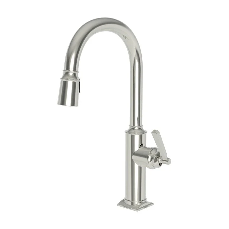 Kitchen Faucet Adams 1 Lever ADA Polished Nickel Pull Down Spout Height 10-1/2 Inch 1.8 Gallons per Minute