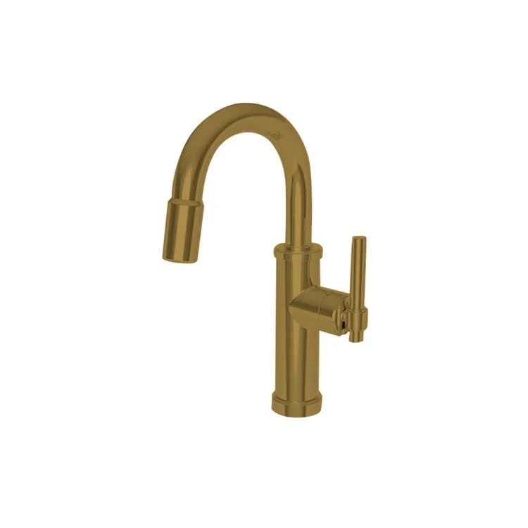 Bar Faucet Seager 1 Lever ADA Polished Brass Uncoated Living Pull Down Swivel Brass Spout Height 8-2/3 Inch 1.8 Gallons per Minute