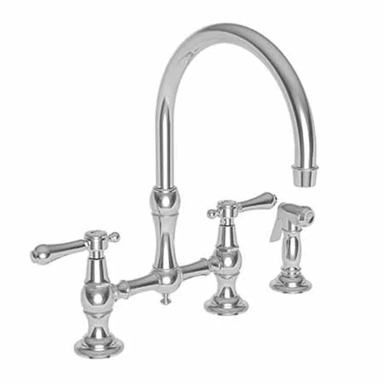 Kitchen Faucet Chesterfield Bridge 8 Inch Spread 2 Lever ADA Satin Bronze PVD Pull Out Sidespray Spout Height 9 Inch Spout Reach 9 Inch 1.8 Gallons per Minute