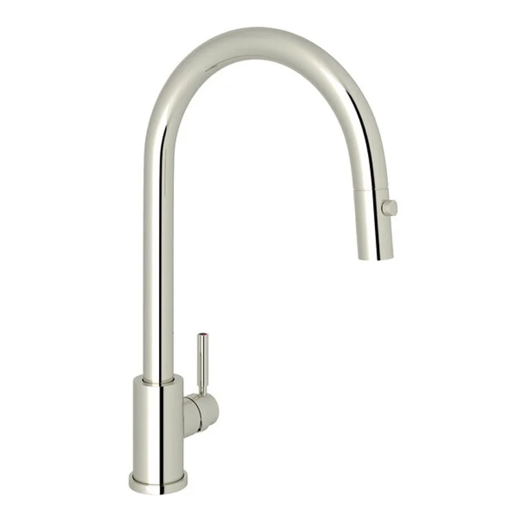 Kitchen Faucet Holborn 1 Lever Polished Nickel Dual Spray Pull Down C-Spout 1.75 Gallons per Minute