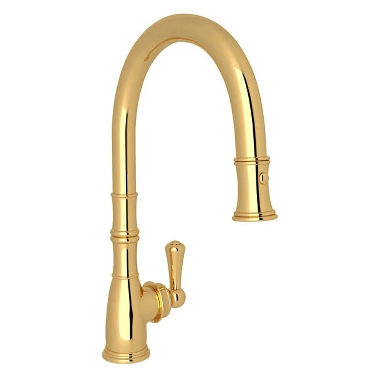 Kitchen Faucet Georgian Era 1 Lever Satin English Gold Pull Down Swivel C-Spout 1.8 Gallons per Minute