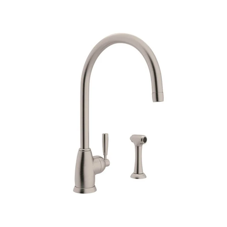 Kitchen Faucet Holborn Contemporary 1 Lever Satin Nickel Swivel C-Spout 2 Hole 1.8 Gallons per Minute