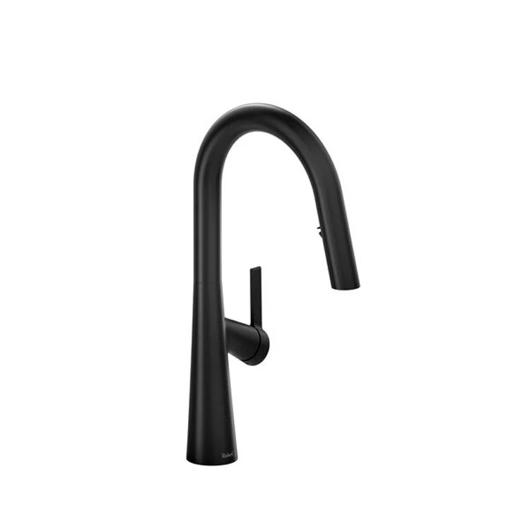 Kitchen Faucet Ludik Pull Down 1 Lever Black Swivel Spout 1 Hole Brass 9-1/8 Inch 1.6 Gallons per Minute