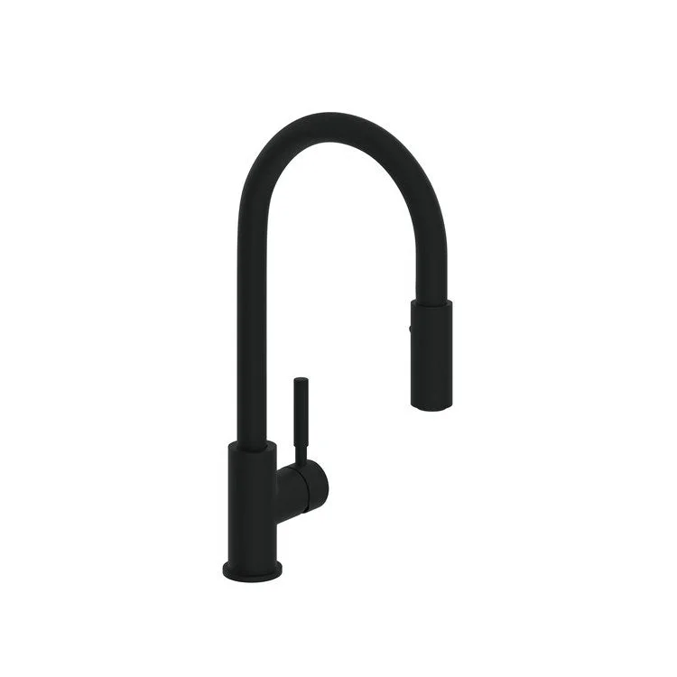 Kitchen Faucet Lux Side Handle Pull Down 1 Metal Lever Matte Black 8-1/2 Inch 1.8 Gallons per Minute