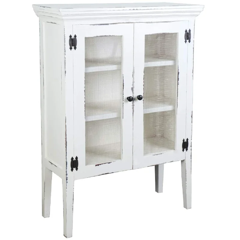 Shabby Chic Cottage Accent Cabinet, Whitewash