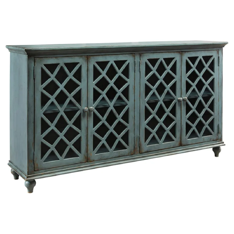 Signature Design By Ashley Mirimyn Vintage 69" 4-Door Accent Cabinet With Mirr