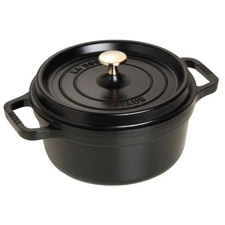 2.75-Quart Cast Iron Round Cocotte Dutch Oven - Matte Black