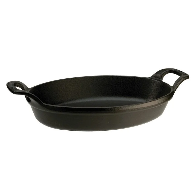 11" x 8" Cast Iron Oval Baking Dish - Matte Black