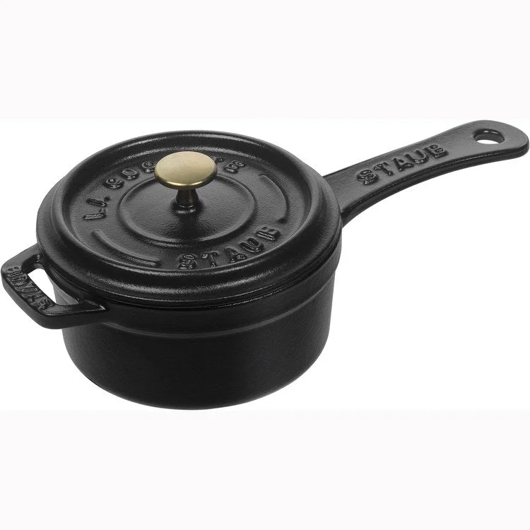 0.25-Quart Cast Iron Mini Saucepan - Matte Black