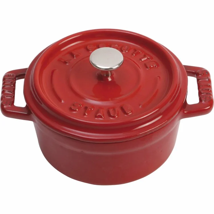 0.25-Quart Cast Iron Mini Round Cocotte Dutch Oven - Cherry