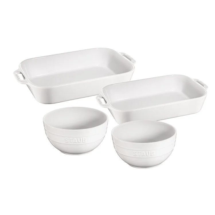 Ceramic Four-Piece Baking Dish Set - White