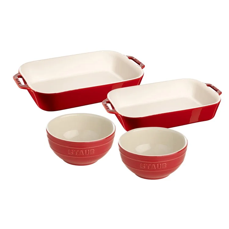 Ceramic Four-Piece Baking Dish Set - Cherry