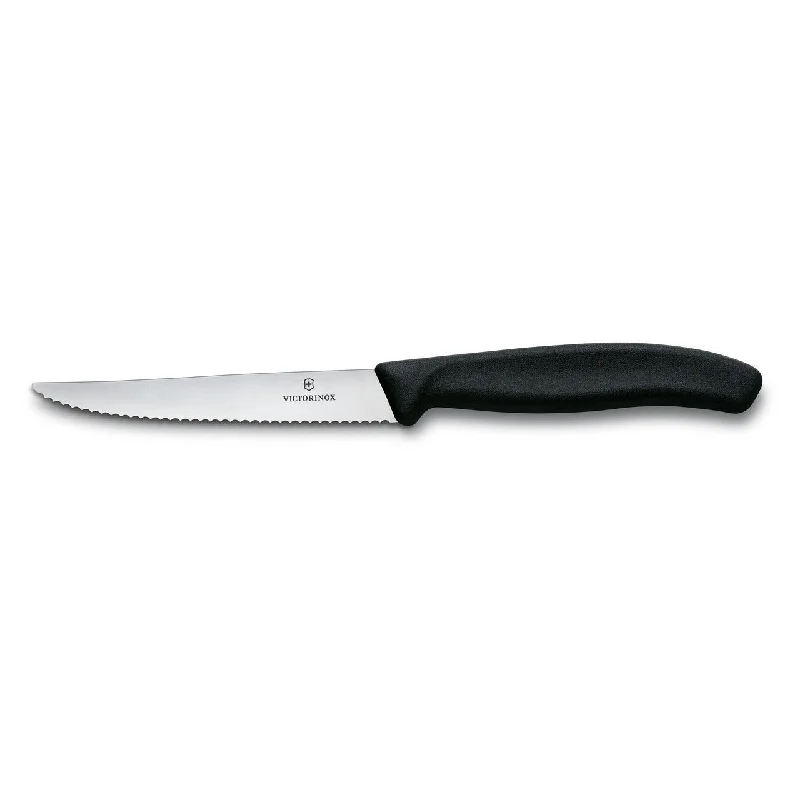 Victorinox Spear Point Blade, Steak Serrated With Handle Knife, Black