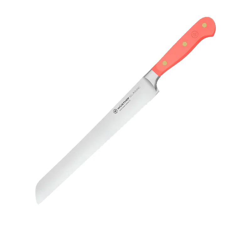 Wusthof Classic Double Serrated Bread Knife 23cm Coral Peach