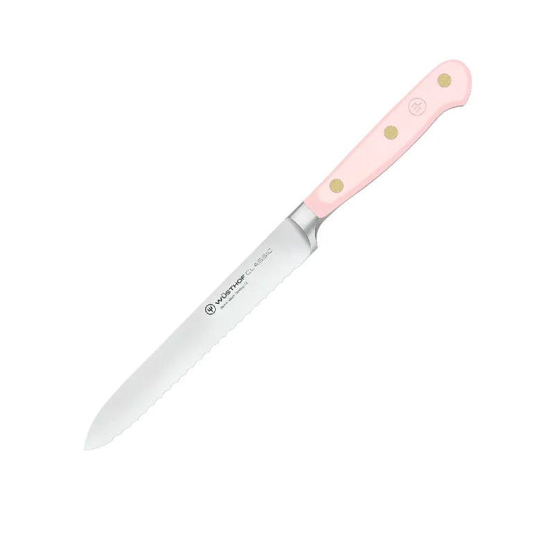 Wusthof Classic Serrated Utility Knife 14cm in Pink Himalayan Salt