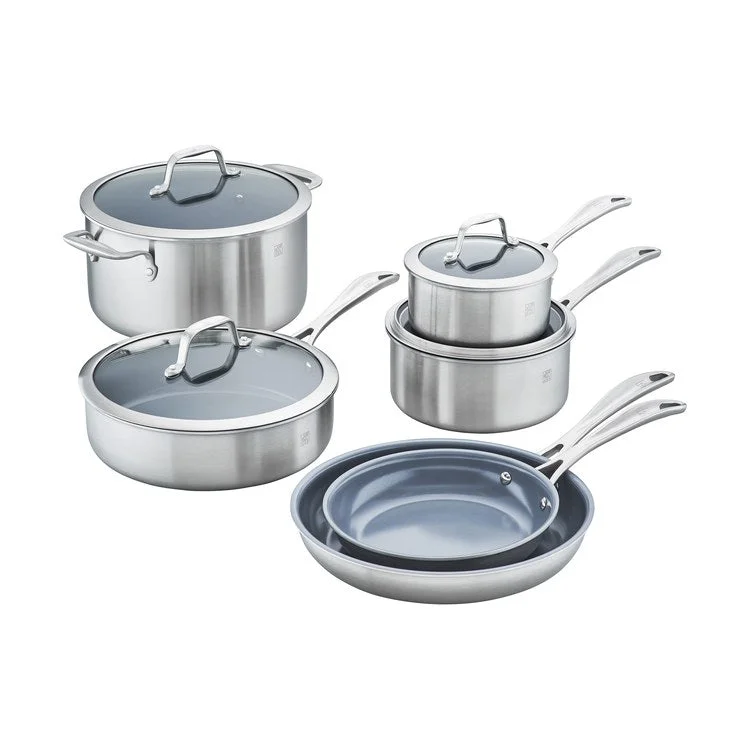 Spirit Ten-Piece Stainless Steel and Ceramic Nonstick Cookware Set