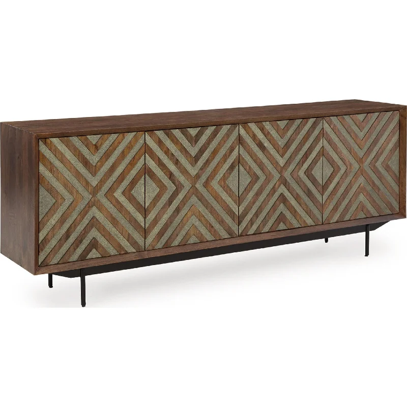 Dreggan Accent Cabinet - Brown/Gold Finish