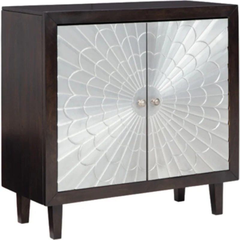 Ronlen Accent Cabinet - Brown/Silver Finish