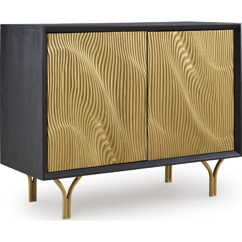 Tayner Accent Cabinet - Black/Gold Finish